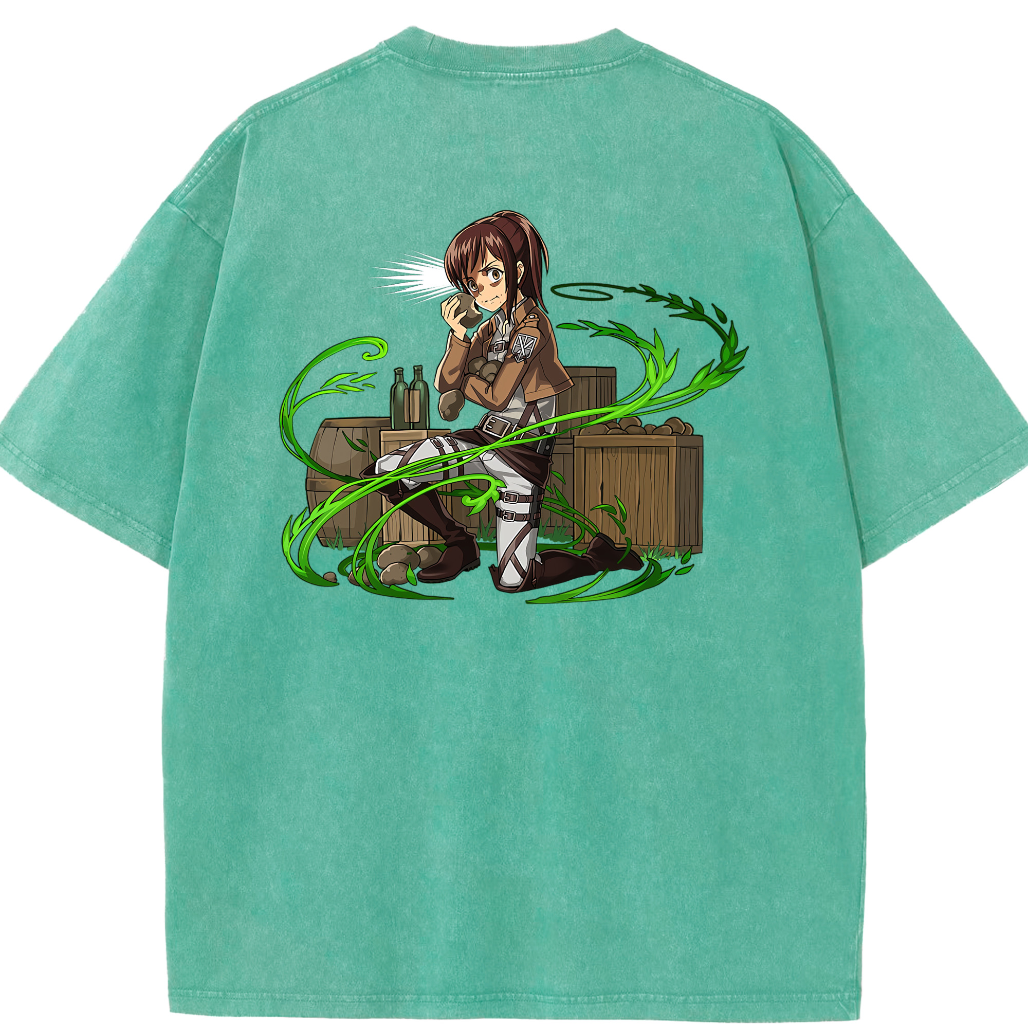 （画像用） 進撃の巨人 サシャ·ブラウス Attack on Titan Sasha Blaus 綿100% ヴィンテージ風 半袖Tシャツ（背面プリント）